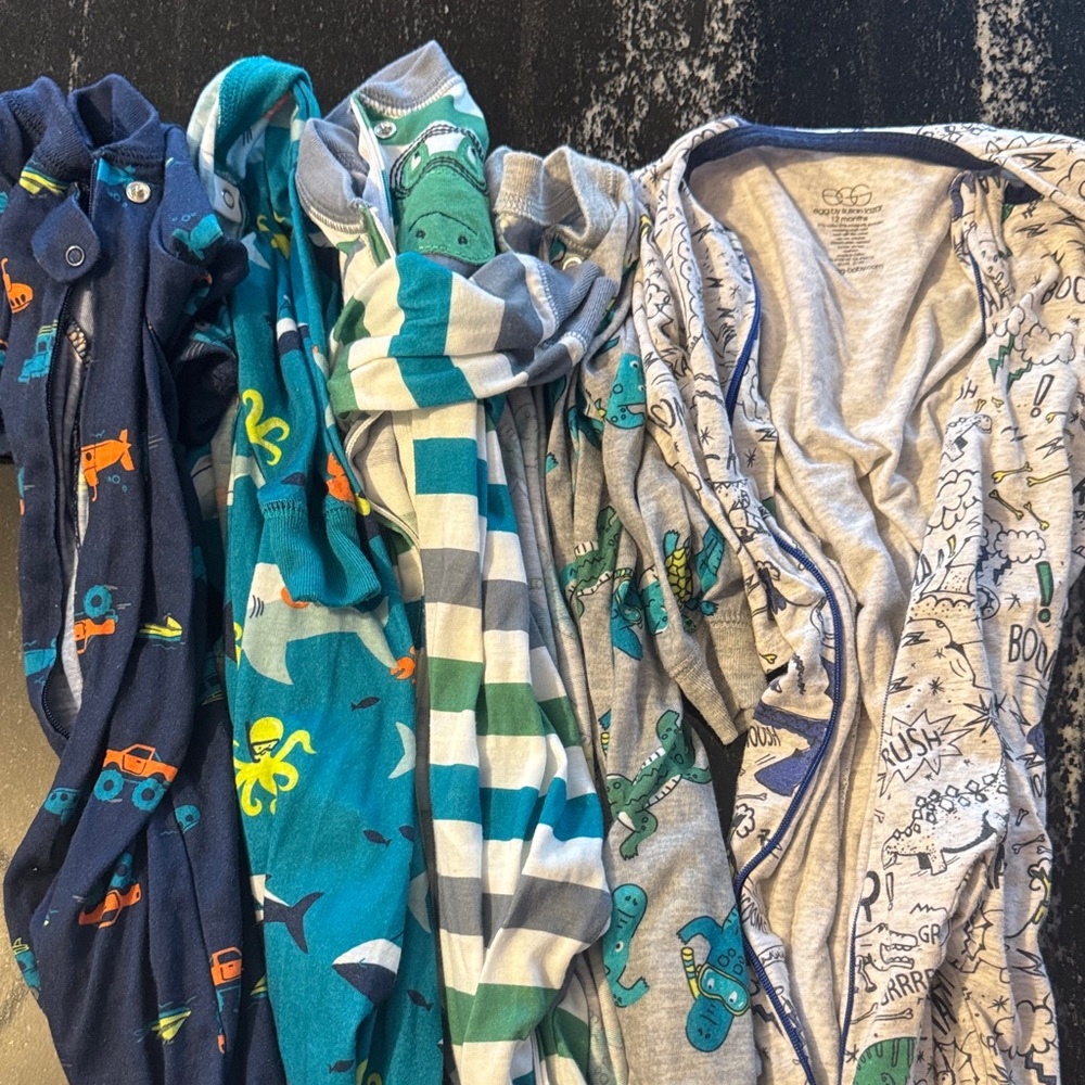 5 Just One You Playful Baby Onesies Pajamas Bulk - Egg by Susan Lazar